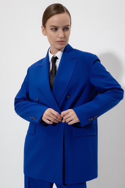 Жакет прямого кроя VASSA&Co, пол женский, цвет синий, фото №3