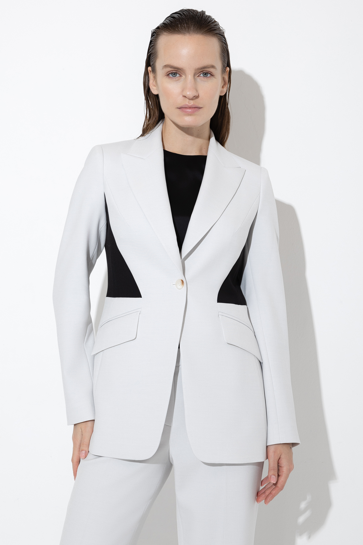 Жакет с контрастными деталями VASSA&Co, пол женский, цвет белый, фото №3