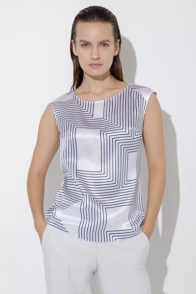 Топ из шелка VASSA&Co, пол женский, цвет белый, фото №4