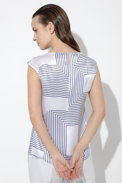 Топ из шелка VASSA&Co, пол женский, цвет белый, фото №5