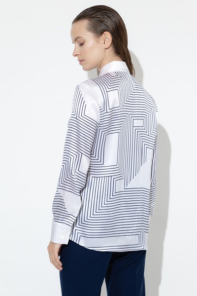 Блузка из шелка VASSA&Co, пол женский, цвет белый, фото №4