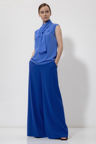 Блузка с асимметричным воротником VASSA&Co, пол женский, цвет синий, фото №3