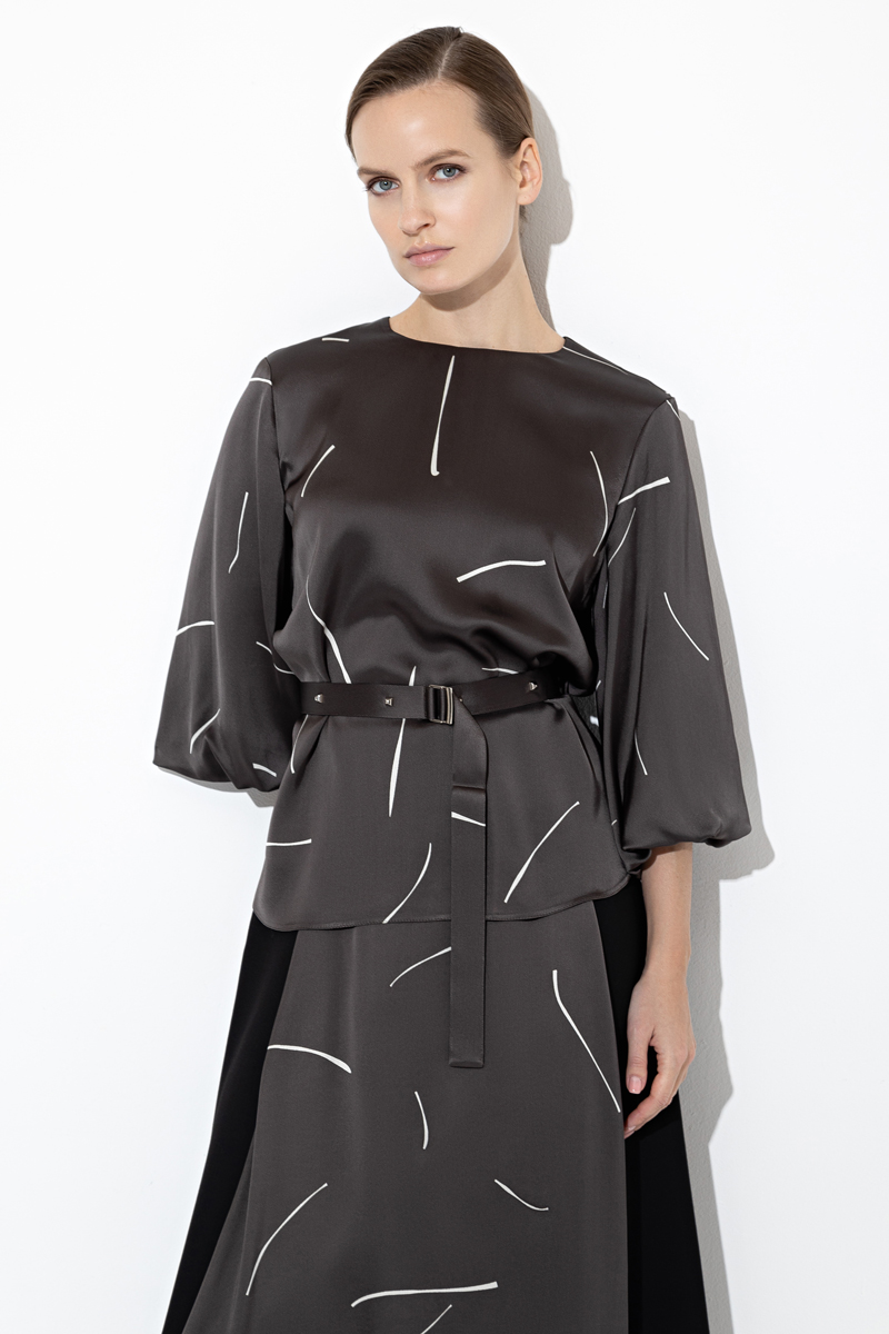 Блузка с широкими рукавами VASSA&Co, пол женский, цвет коричневый, фото №4