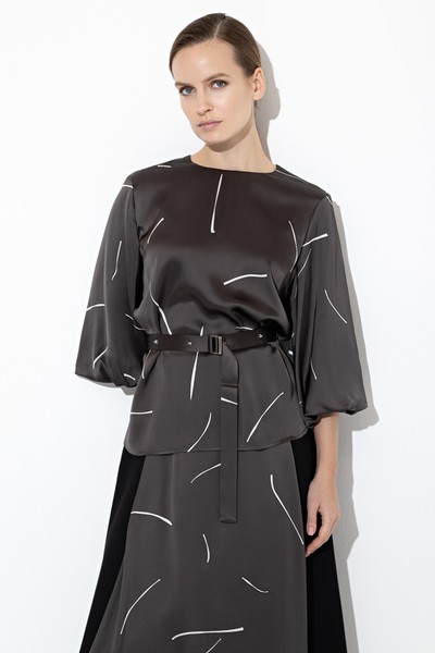 Блузка с широкими рукавами VASSA&Co, пол женский, цвет коричневый, фото №4