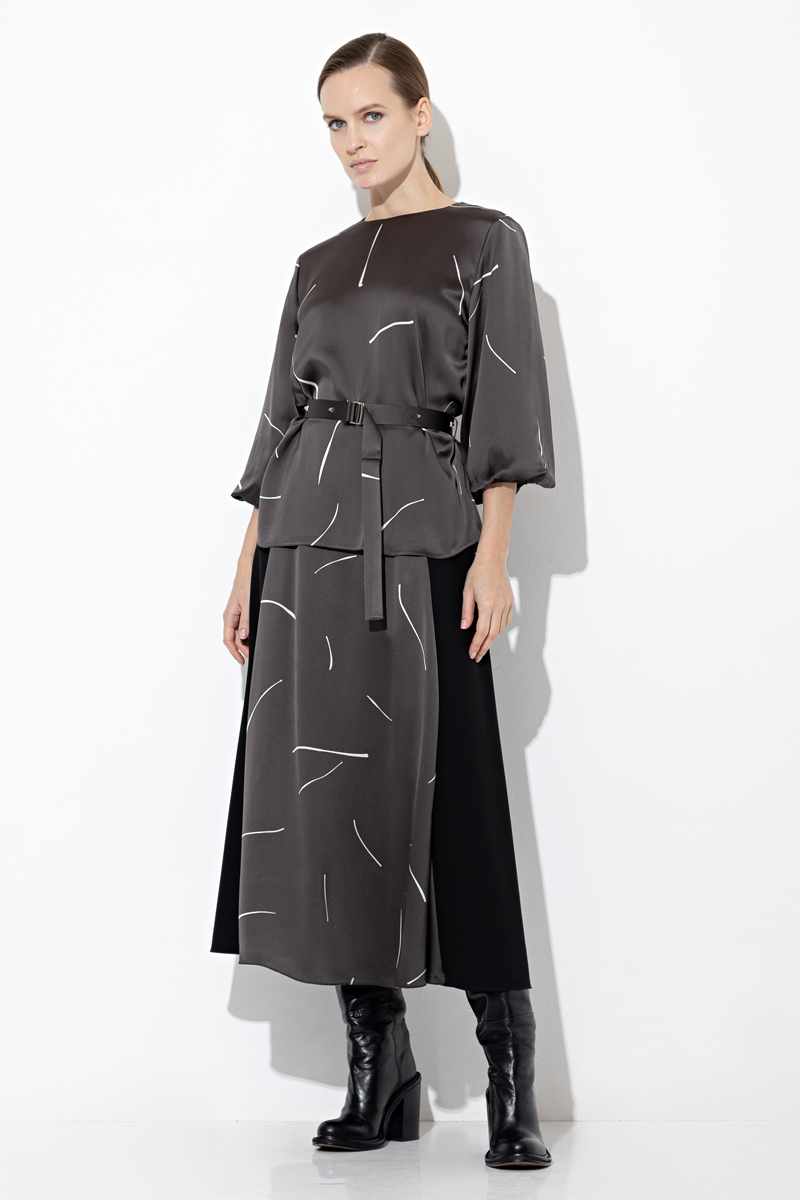 Блузка с широкими рукавами VASSA&Co, пол женский, цвет коричневый, фото №2