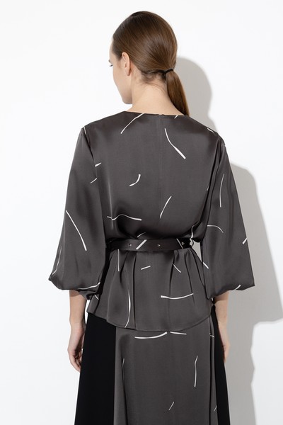 Блузка с широкими рукавами VASSA&Co, пол женский, цвет коричневый, фото №5