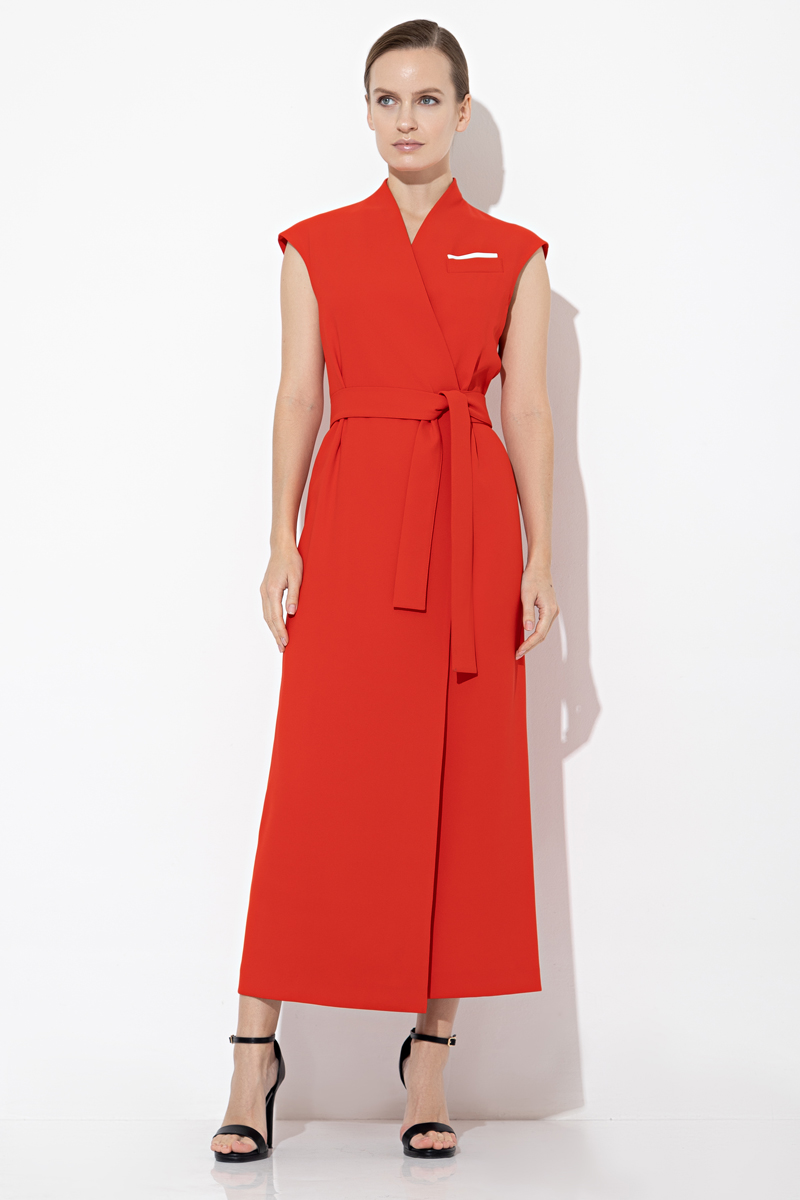 Платье на запах VASSA&Co, пол женский, цвет красный, фото №5