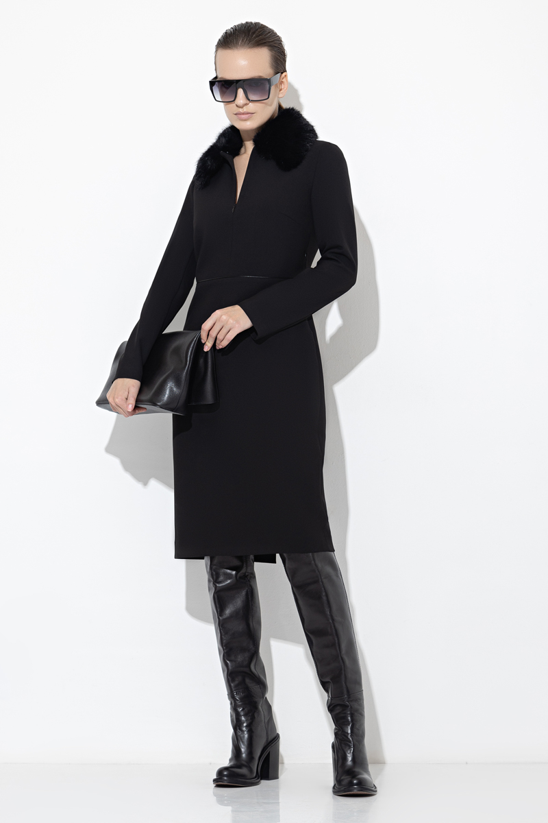 Платье со съемным воротником VASSA&Co, пол женский, цвет черный, фото №4