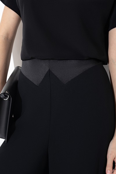 Брюки с атласной кокеткой VASSA&Co, пол женский, цвет черный, фото №5