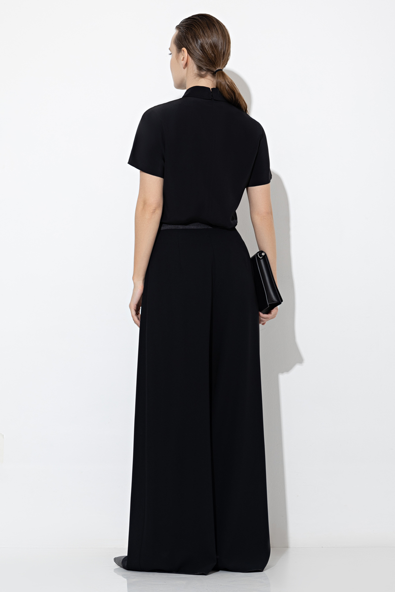 Брюки с атласной кокеткой VASSA&Co, пол женский, цвет черный, фото №3