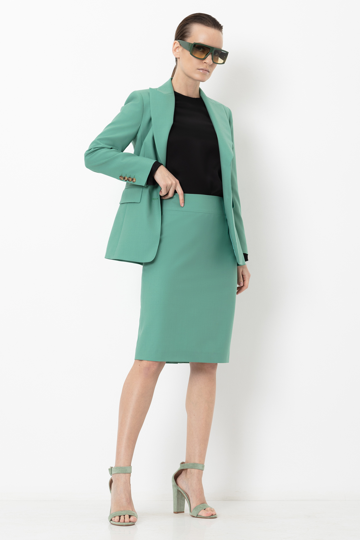 Юбка с широким поясом VASSA&Co, пол женский, цвет зеленый, фото №2