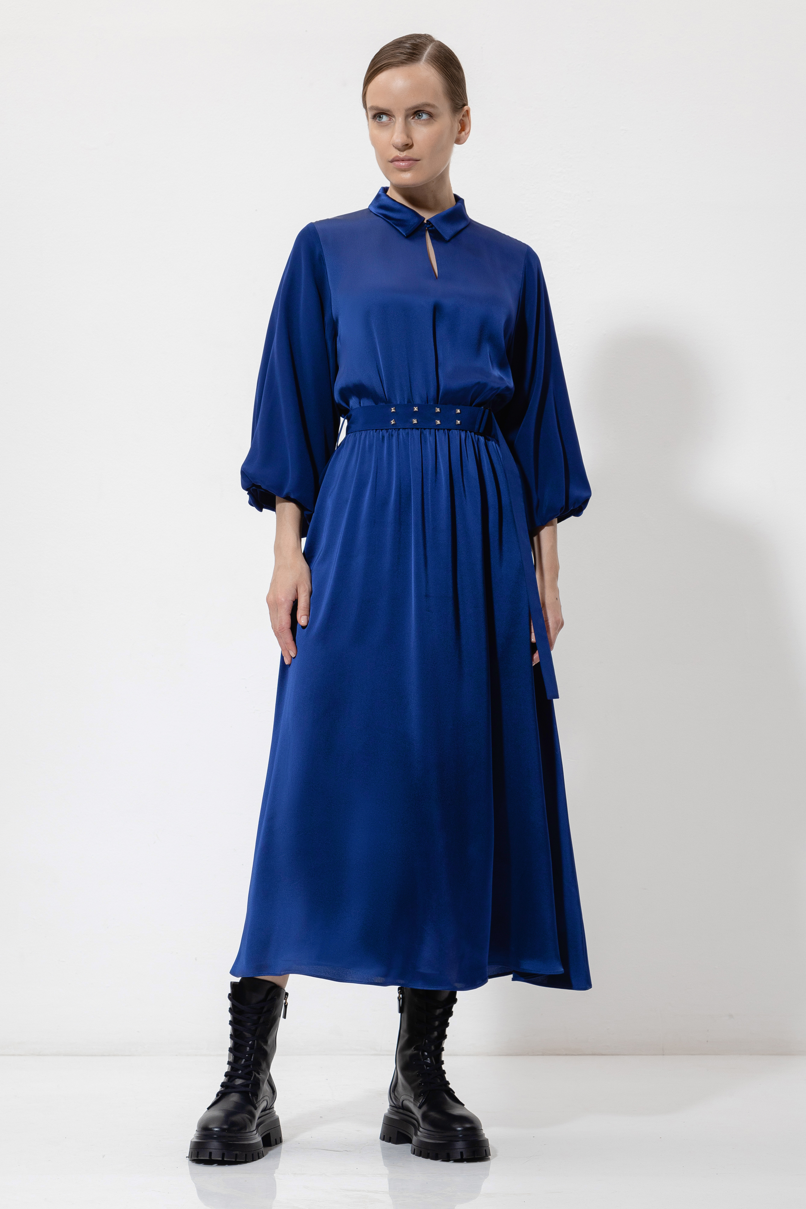 Платье из вискозы VASSA&Co, пол женский, цвет синий, фото №3