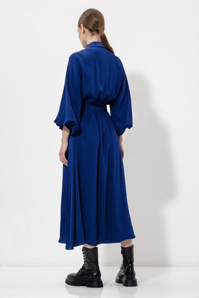 Платье из вискозы VASSA&Co, пол женский, цвет синий, фото №4