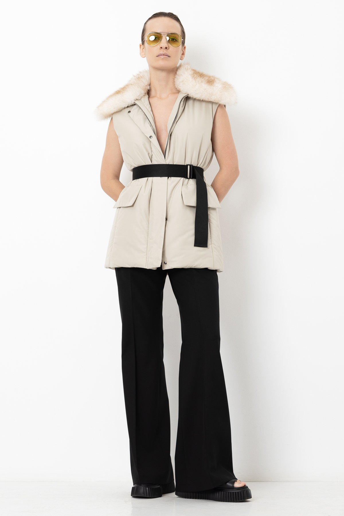 Жилет со съемным воротником VASSA&Co, пол женский, цвет молочный, фото №3