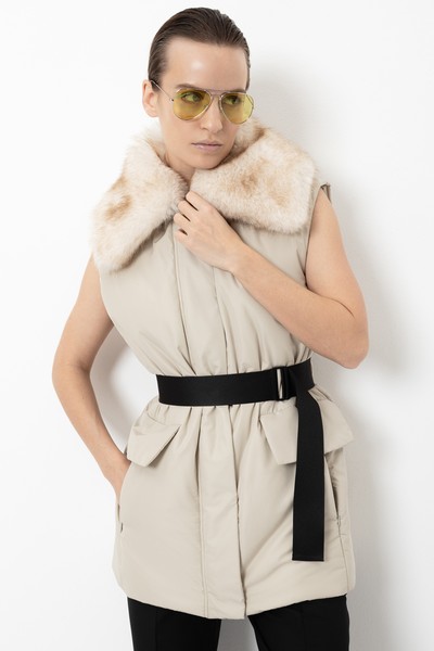 Жилет со съемным воротником VASSA&Co, пол женский, цвет молочный, фото №5