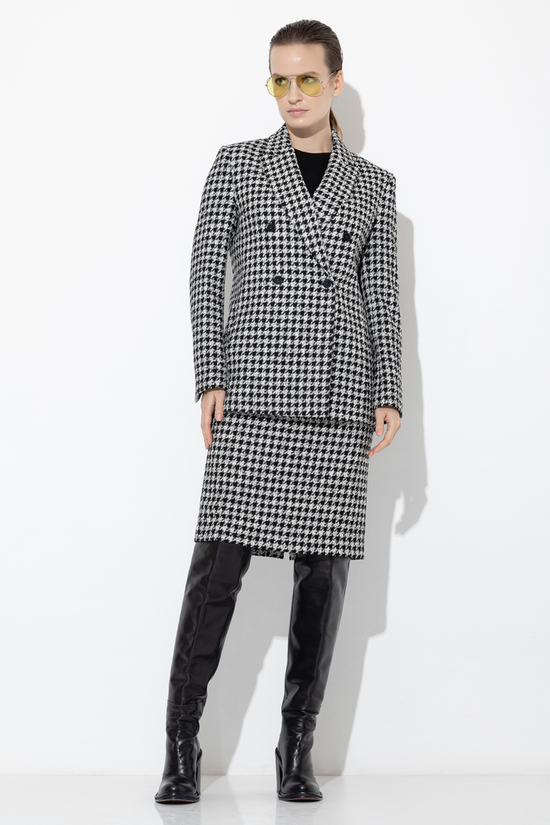 Двубортный жакет в гусиную лапку VASSA&Co, пол женский, цвет черный, фото №3