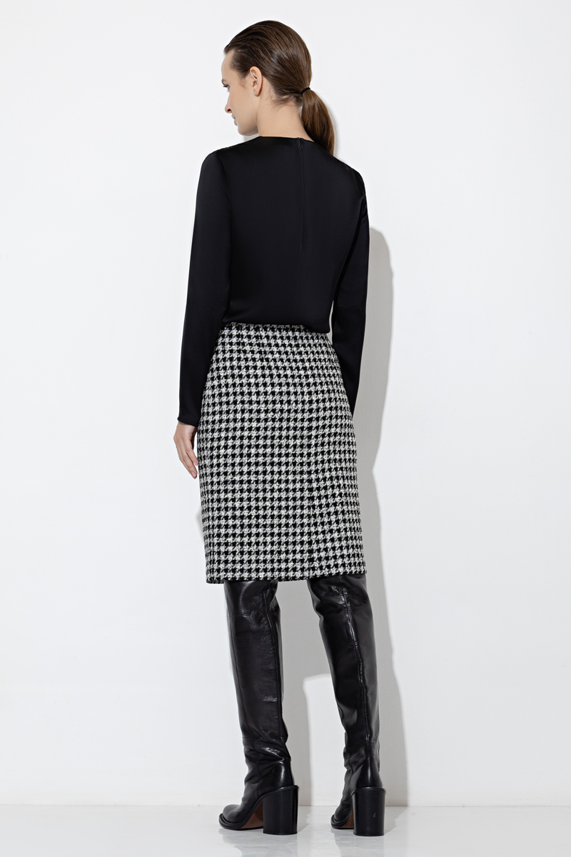 Юбка в гусиную лапку VASSA&Co, пол женский, цвет черный, фото №4