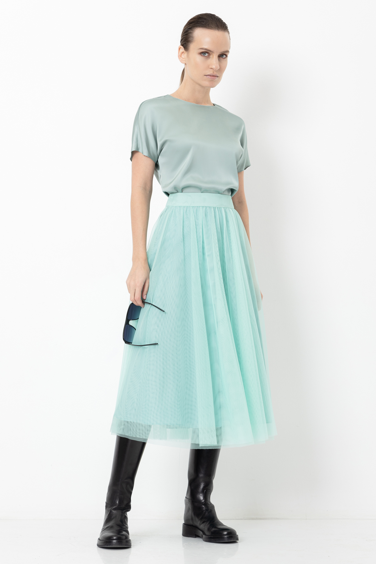 Юбка из сетки VASSA&Co, пол женский, цвет зеленый, фото №2