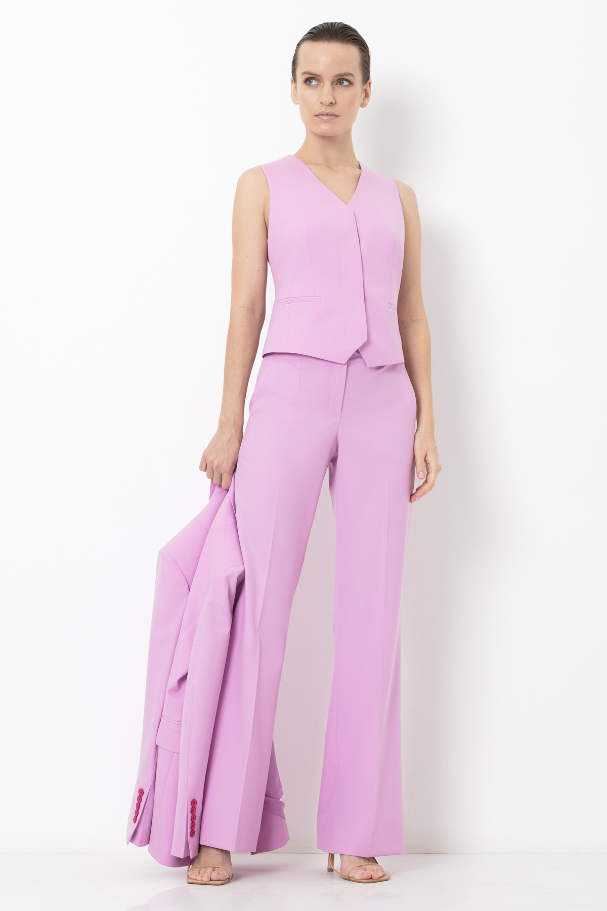 Жилет полуприталенного кроя VASSA&Co, пол женский, цвет фиолетовый, фото №2