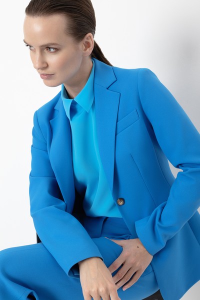 Жакет приталенного кроя VASSA&Co, пол женский, цвет голубой, фото №4