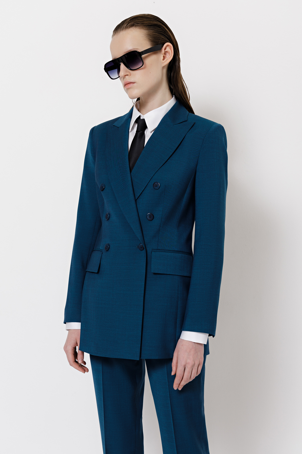 Двубортный жакет VASSA&Co, пол женский, цвет синий, фото №4