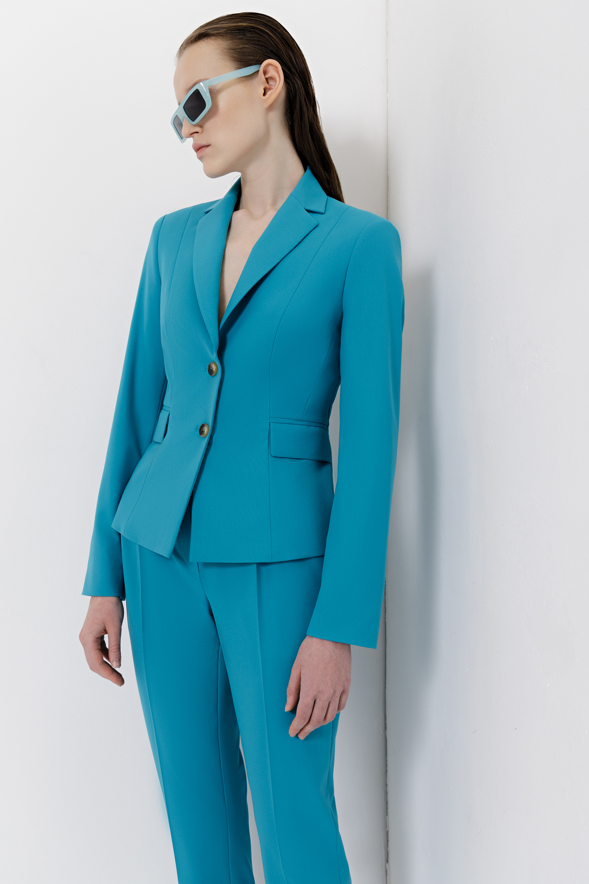 Укороченный жакет VASSA&Co, пол женский, цвет голубой, фото №3