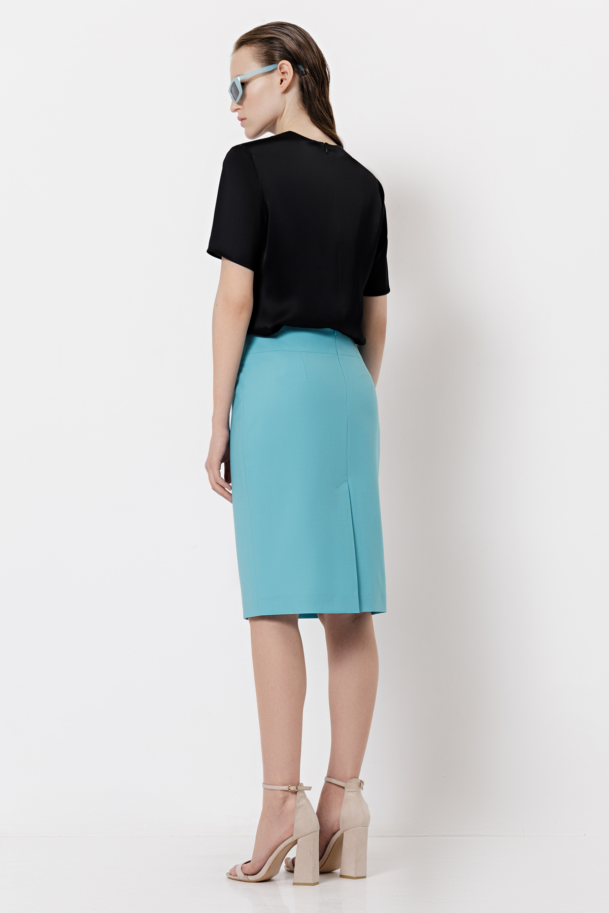 Юбка с широким поясом VASSA&Co, пол женский, цвет голубой, фото №5