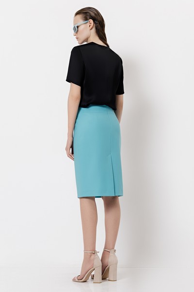 Юбка с широким поясом VASSA&Co, пол женский, цвет голубой, фото №5