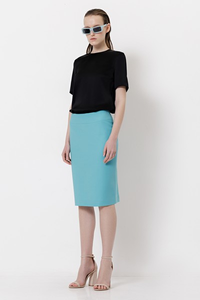 Юбка с широким поясом VASSA&Co, пол женский, цвет голубой, фото №2