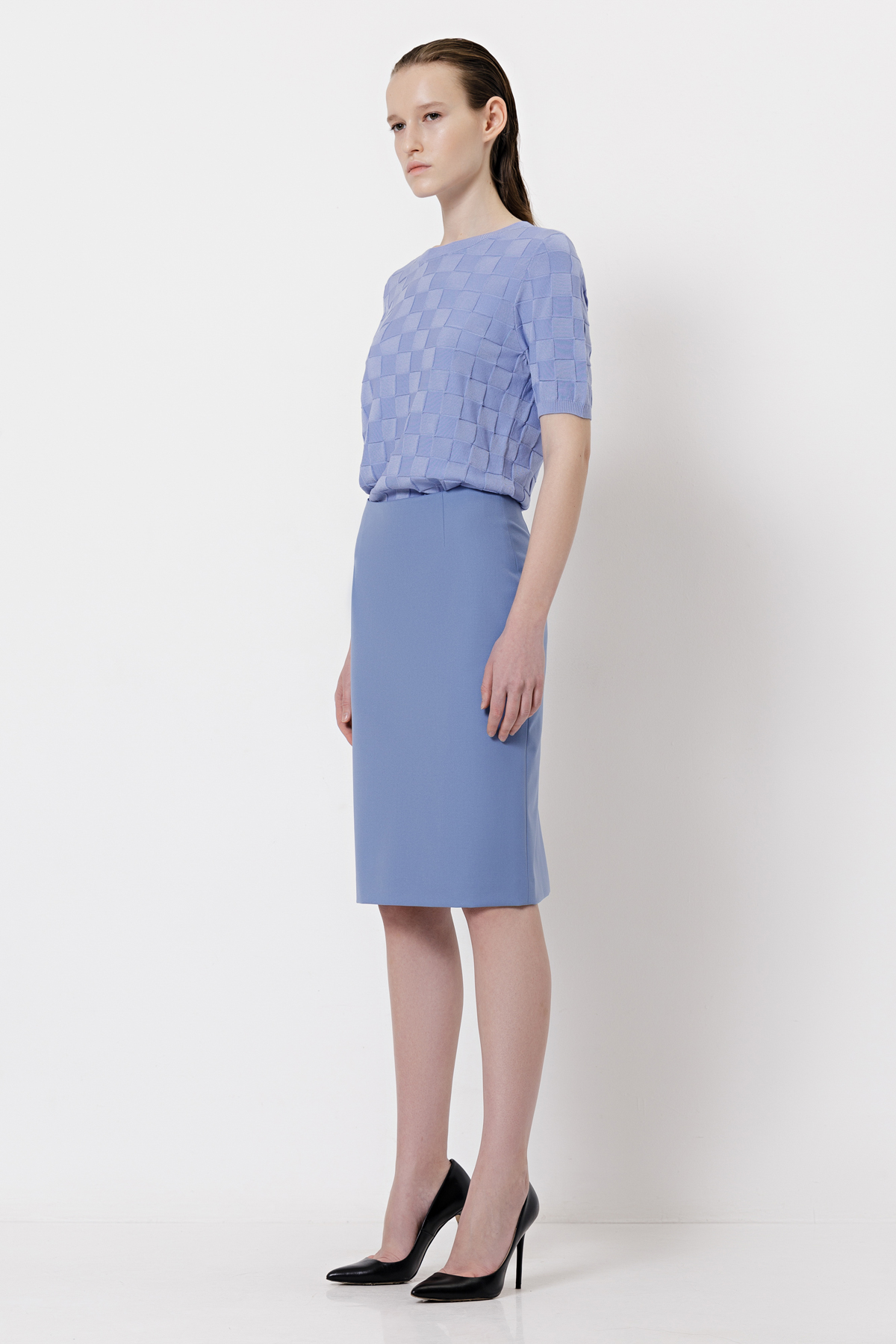 Юбка-карандаш VASSA&Co, пол женский, цвет голубой, фото №2