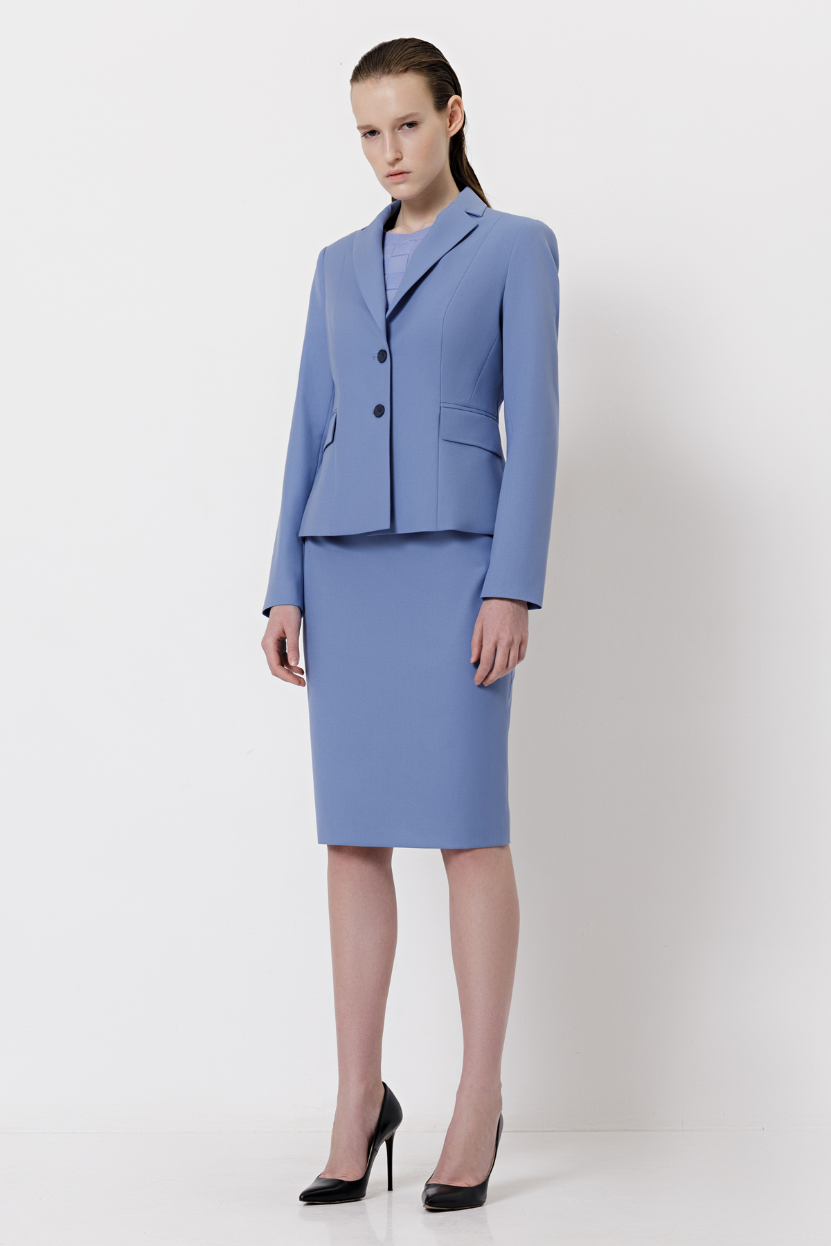 Юбка-карандаш VASSA&Co, пол женский, цвет голубой, фото №3