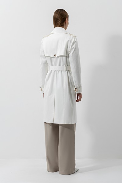 Тренч из хлопка VASSA CODE, пол женский, цвет белый, фото №5