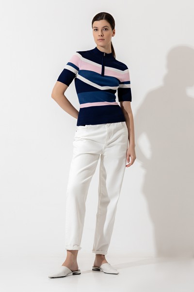 Джемпер с молнией VASSA CODE, пол женский, цвет синий, фото №6