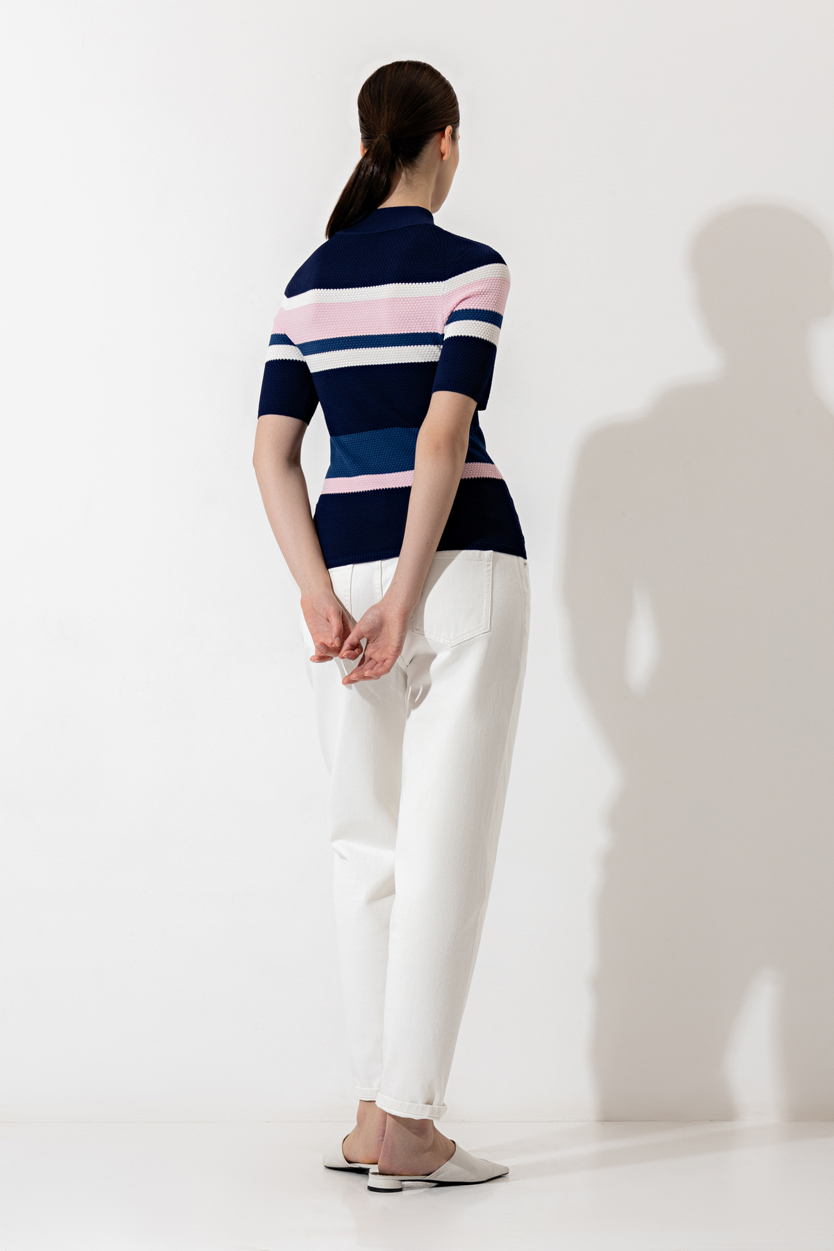 Джемпер с молнией VASSA CODE, пол женский, цвет синий, фото №4