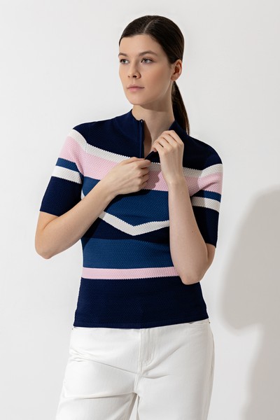 Джемпер с молнией VASSA CODE, пол женский, цвет синий, фото №5