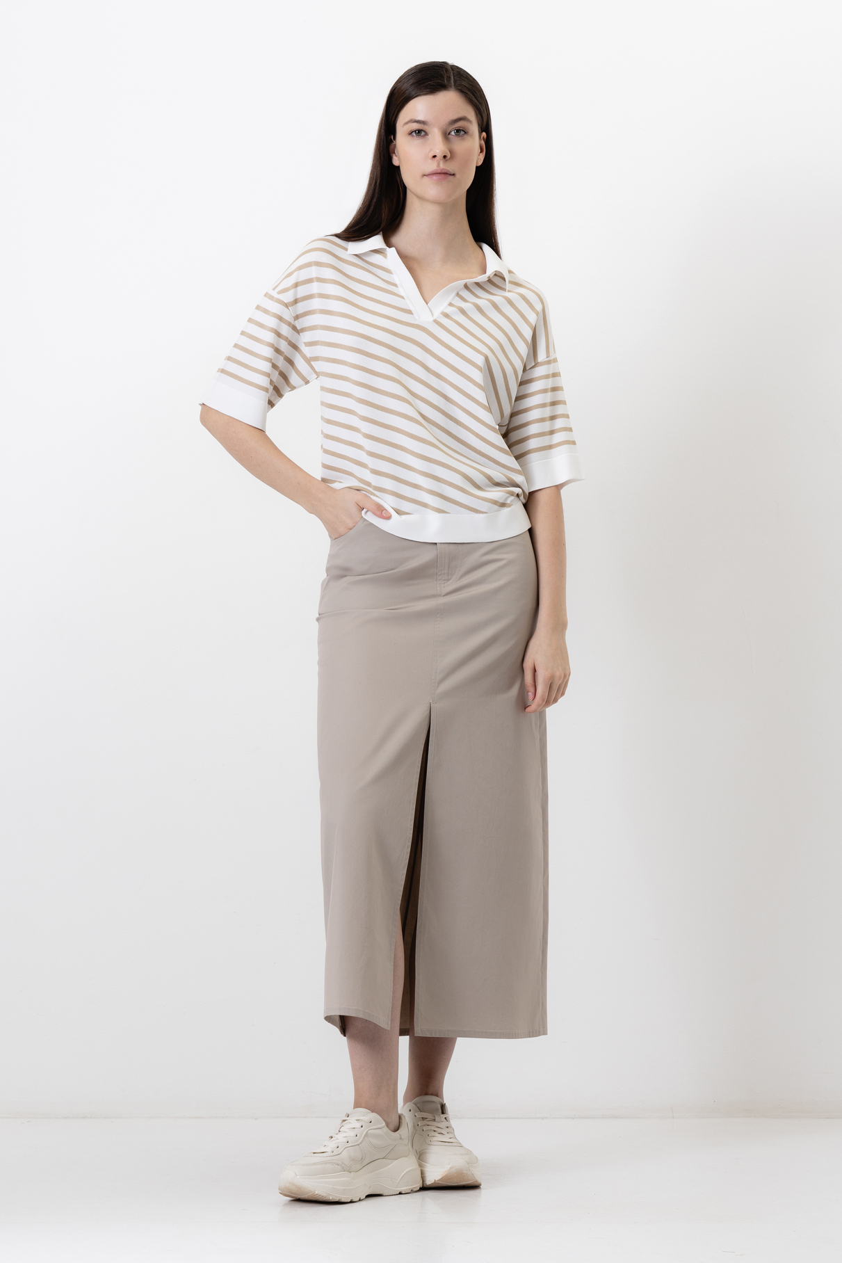 Джемпер в полоску VASSA CODE, пол женский, цвет коричневый, фото №3