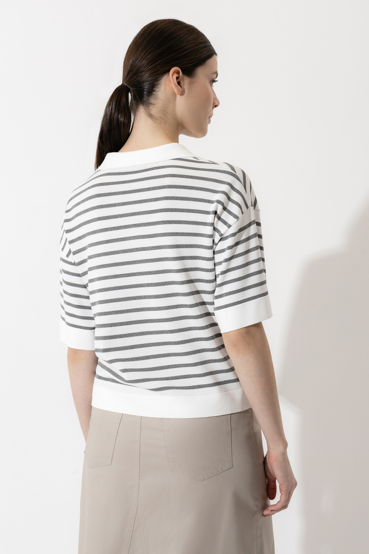 Джемпер в полоску VASSA CODE, пол женский, цвет серый, фото №5