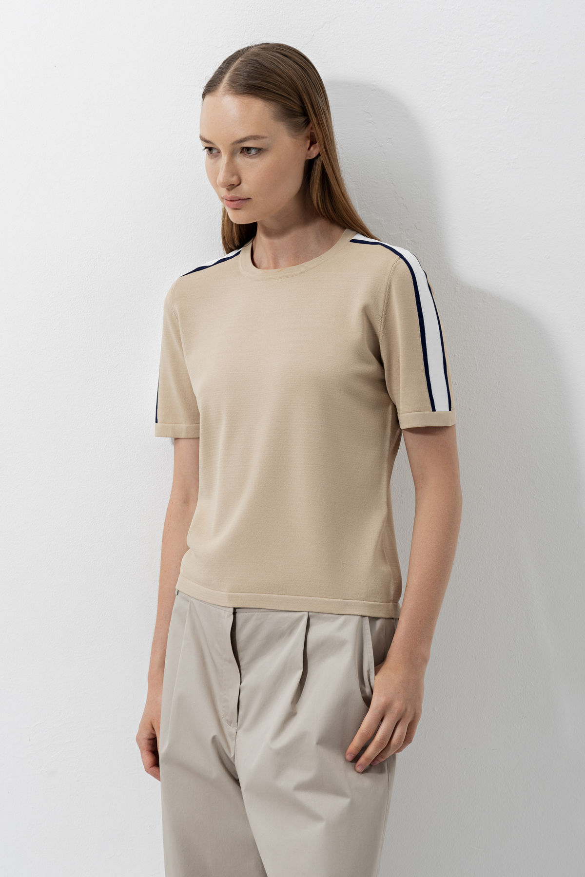 Sweater VASSA CODE, пол female, цвет бежевый, фото №2