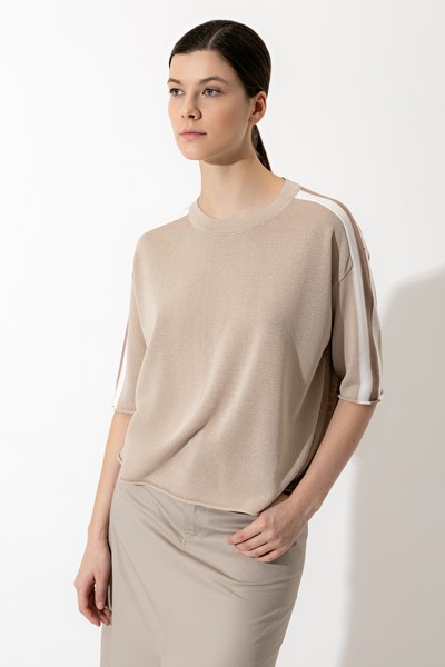 Джемпер из вискозы и шелка VASSA CODE, пол женский, цвет коричневый, фото №3