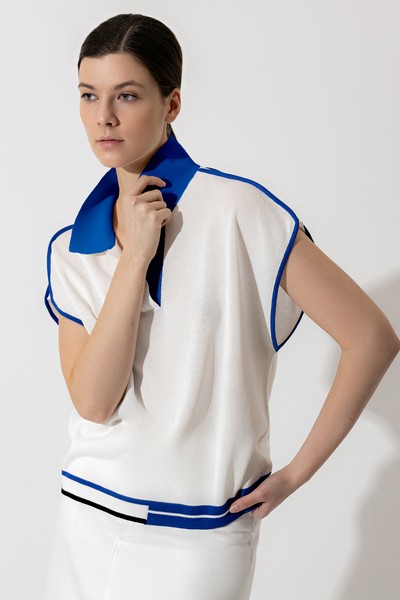 Джемпер с контрастным воротником VASSA CODE, пол женский, цвет белый, фото №3