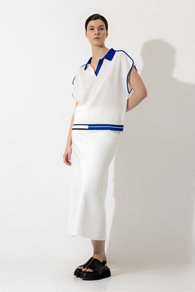 Джемпер с контрастным воротником VASSA CODE, пол женский, цвет белый, фото №2