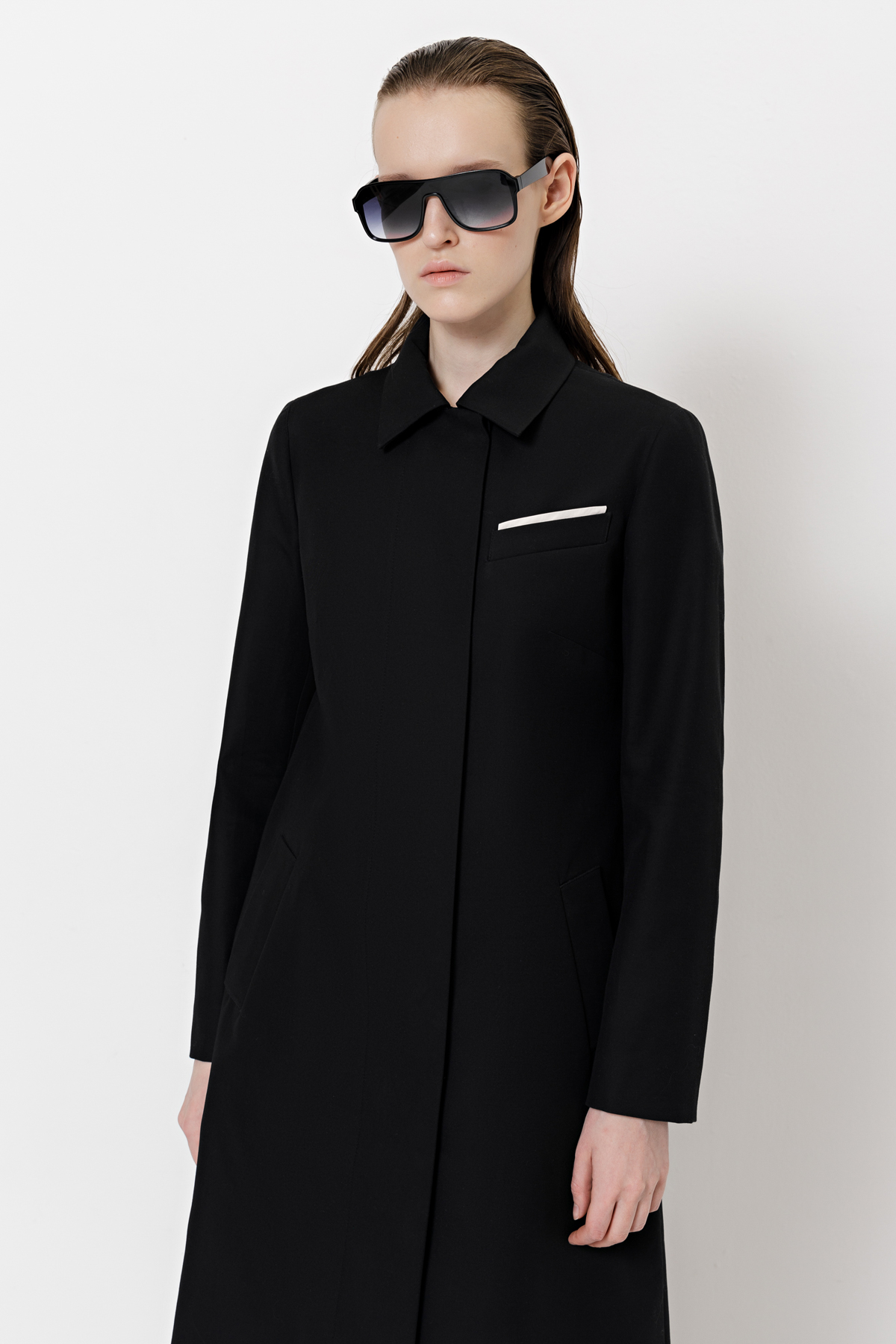 Плащ прямого кроя VASSA&Co, пол женский, цвет черный, фото №3