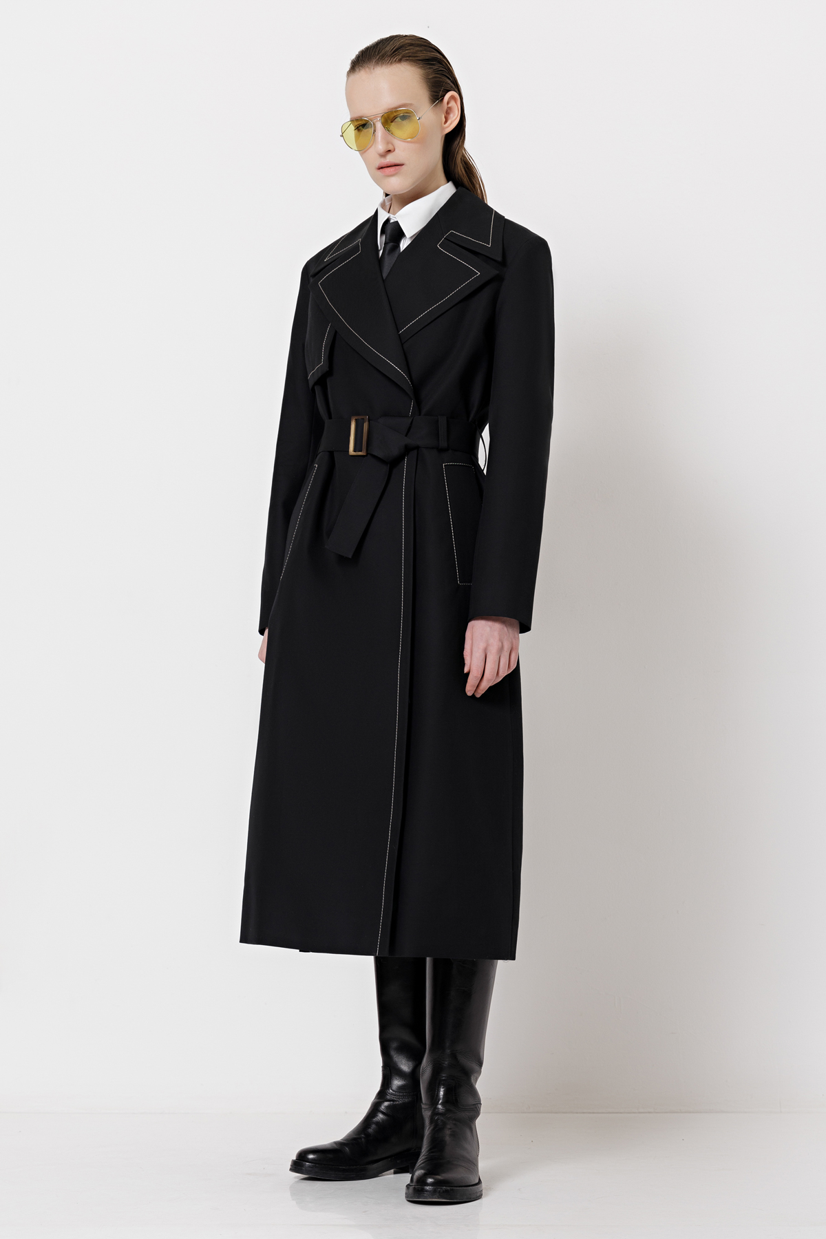 Плащ с контрастной отделкой VASSA CODE, пол женский, цвет черный, фото №2