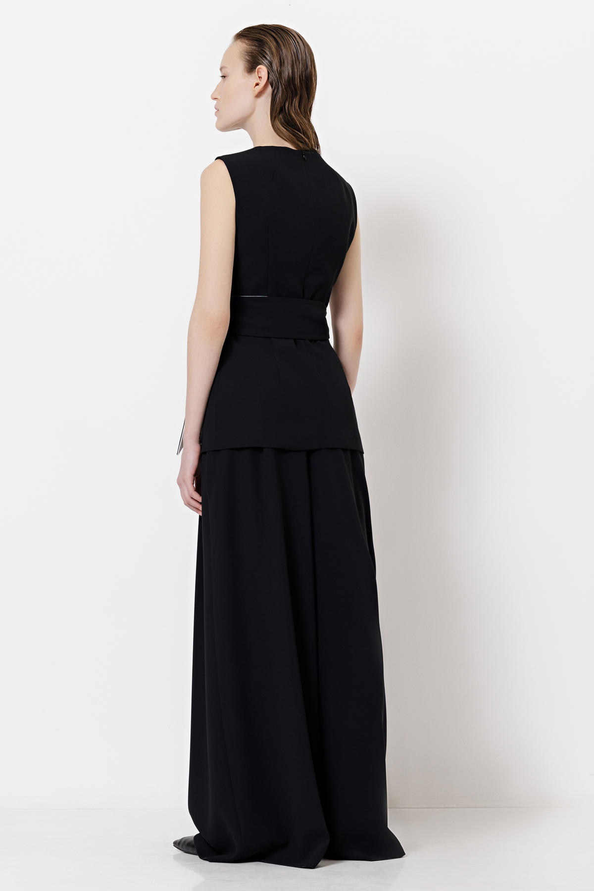 Жилет с контрастным поясом VASSA&Co, пол женский, цвет черный, фото №6