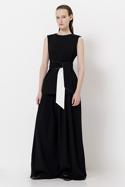 Жилет с контрастным поясом VASSA&Co, пол женский, цвет черный, фото №3