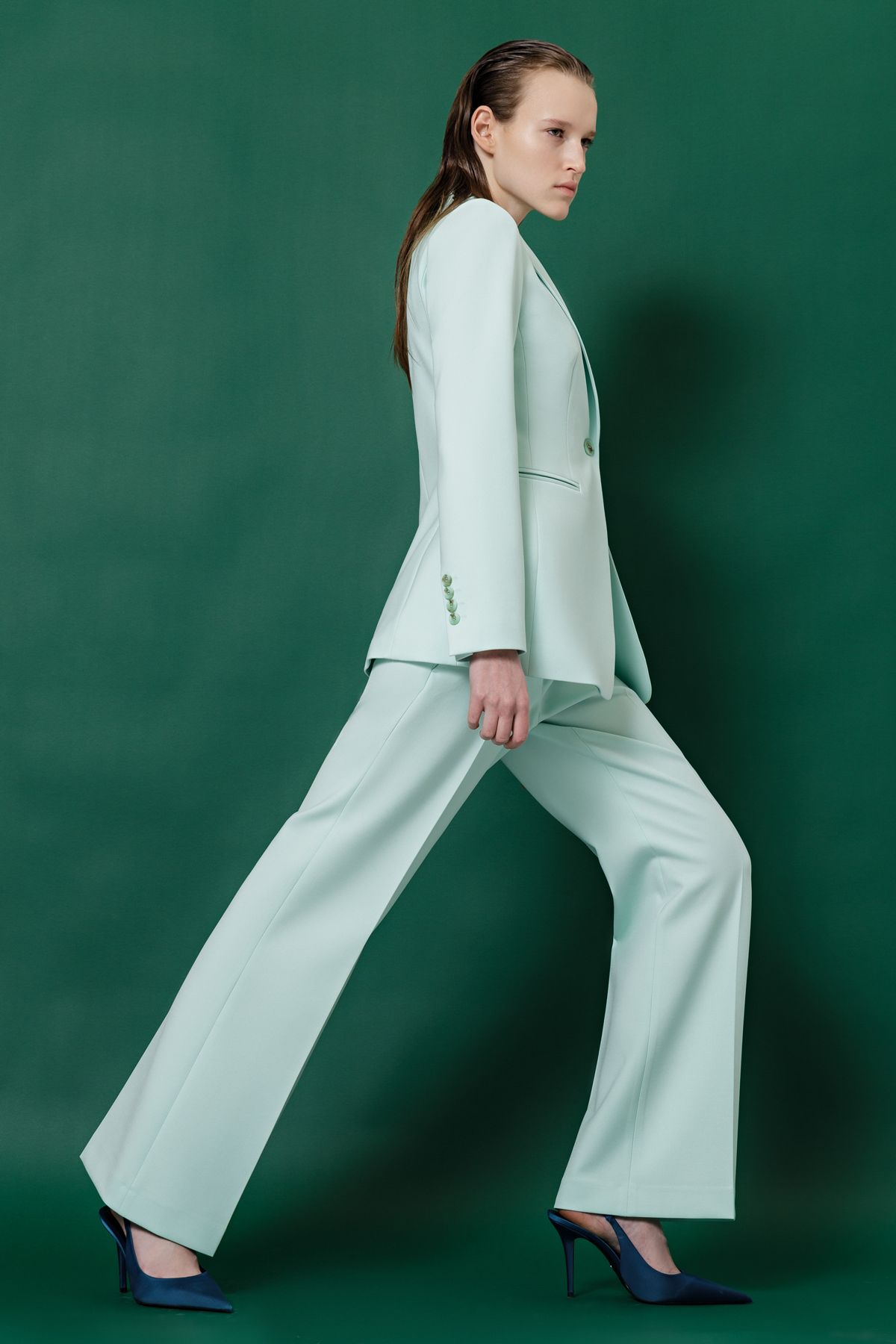 Trousers VASSA&Co, пол female, цвет голубой, фото №2