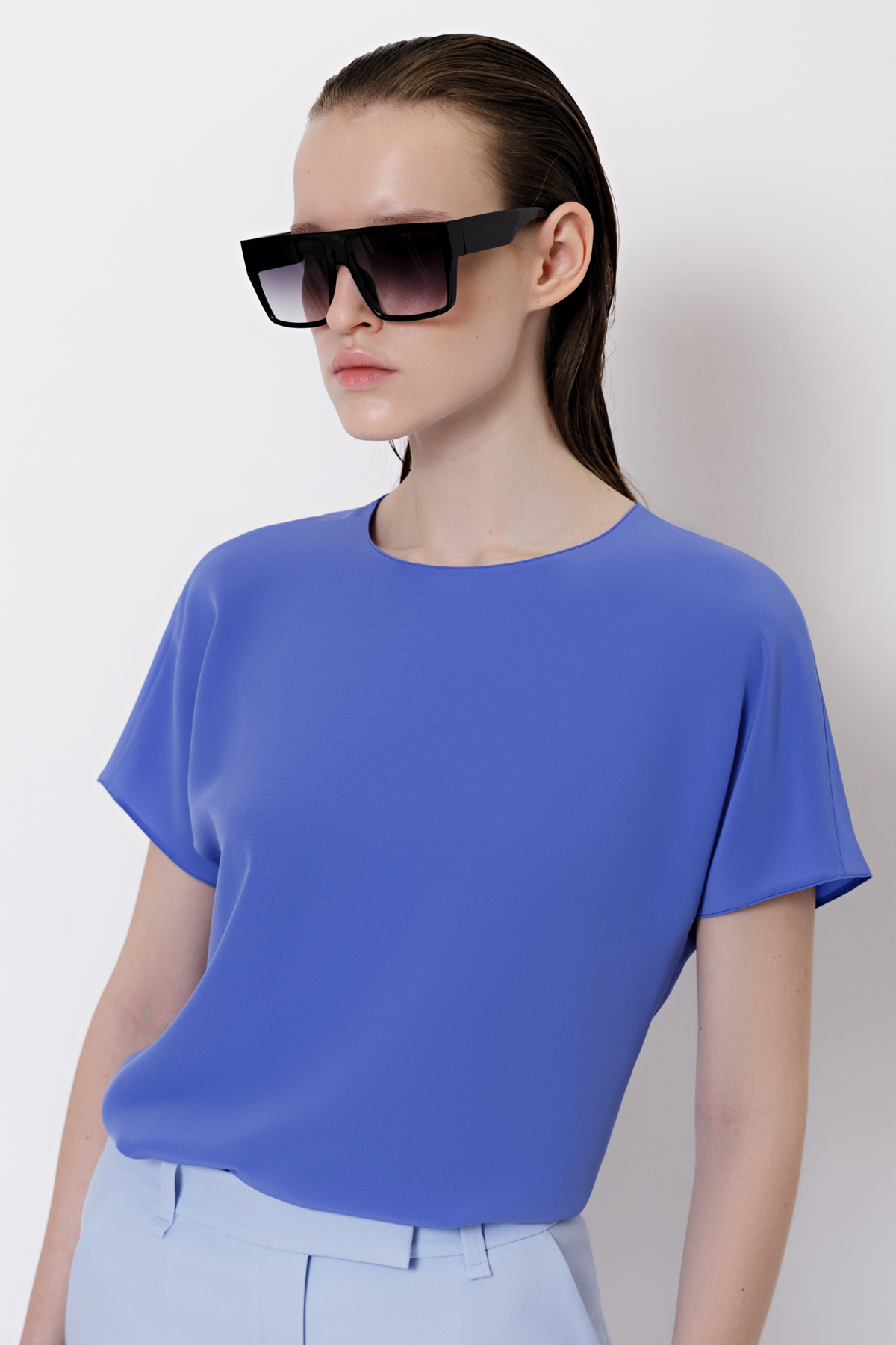 Блузка VASSA&Co, пол женский, цвет синий, фото №4