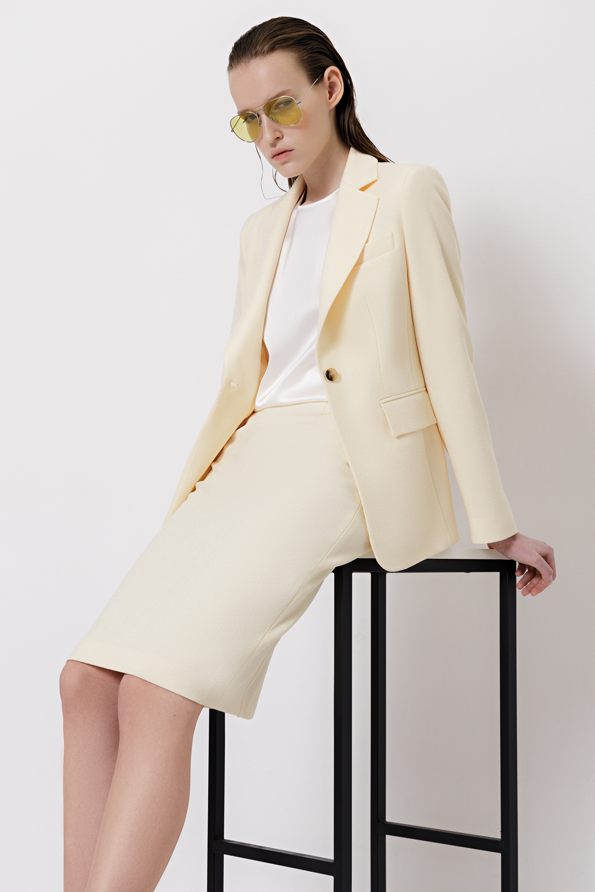 Жакет из фактурной ткани VASSA&Co, пол женский, цвет желтый, фото №4