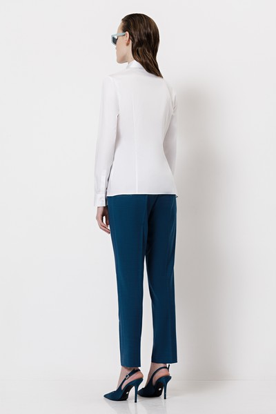 Рубашка из хлопка VASSA&Co, пол женский, цвет белый, фото №3