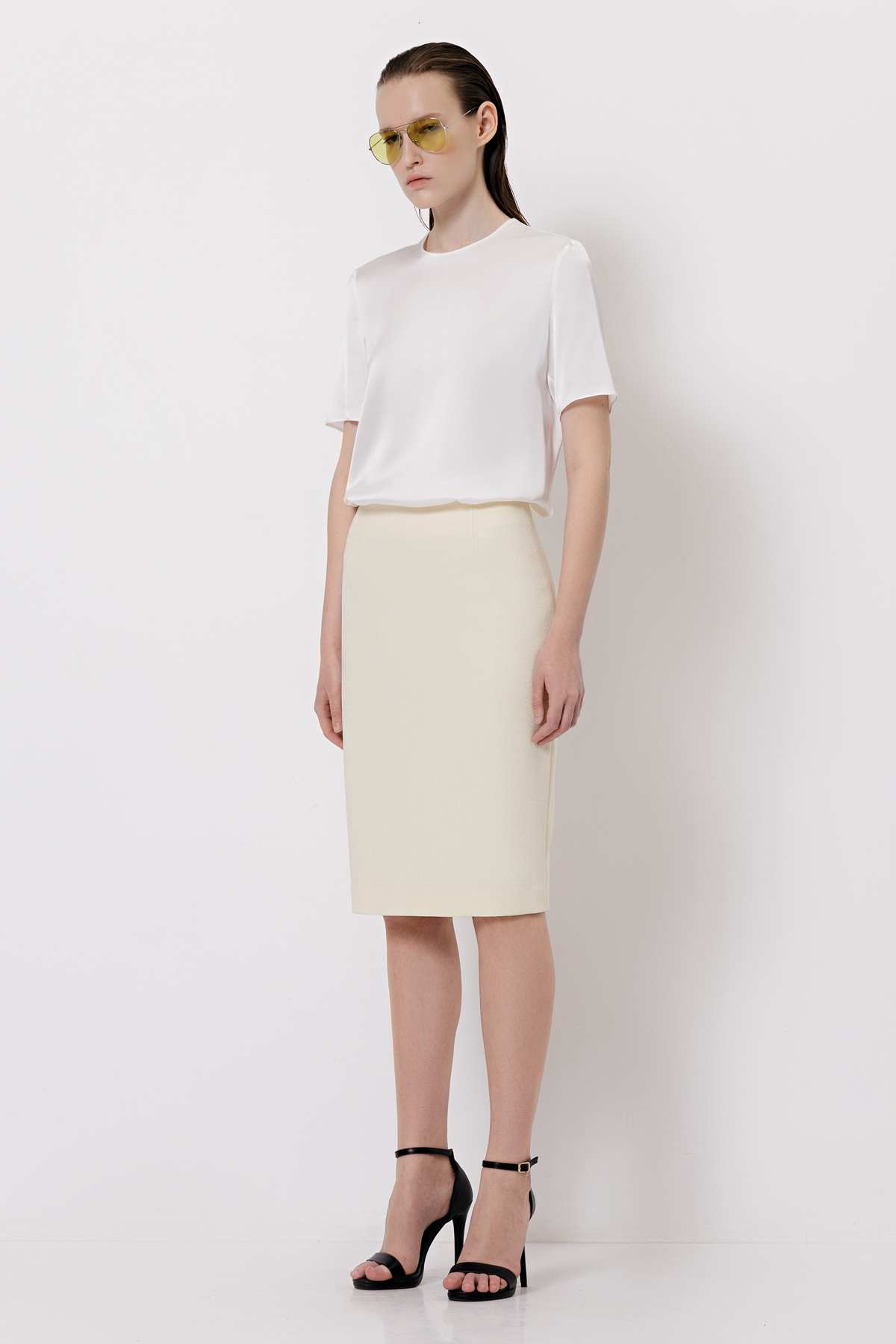 Юбка из фактурной ткани VASSA&Co, пол женский, цвет желтый, фото №2